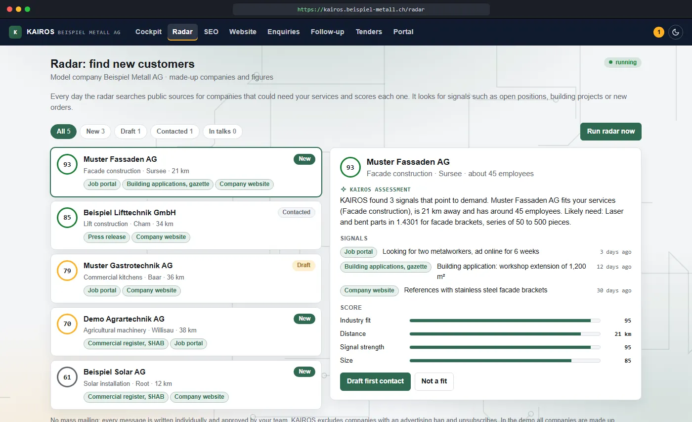 Screenshot of the demo KAIROS
